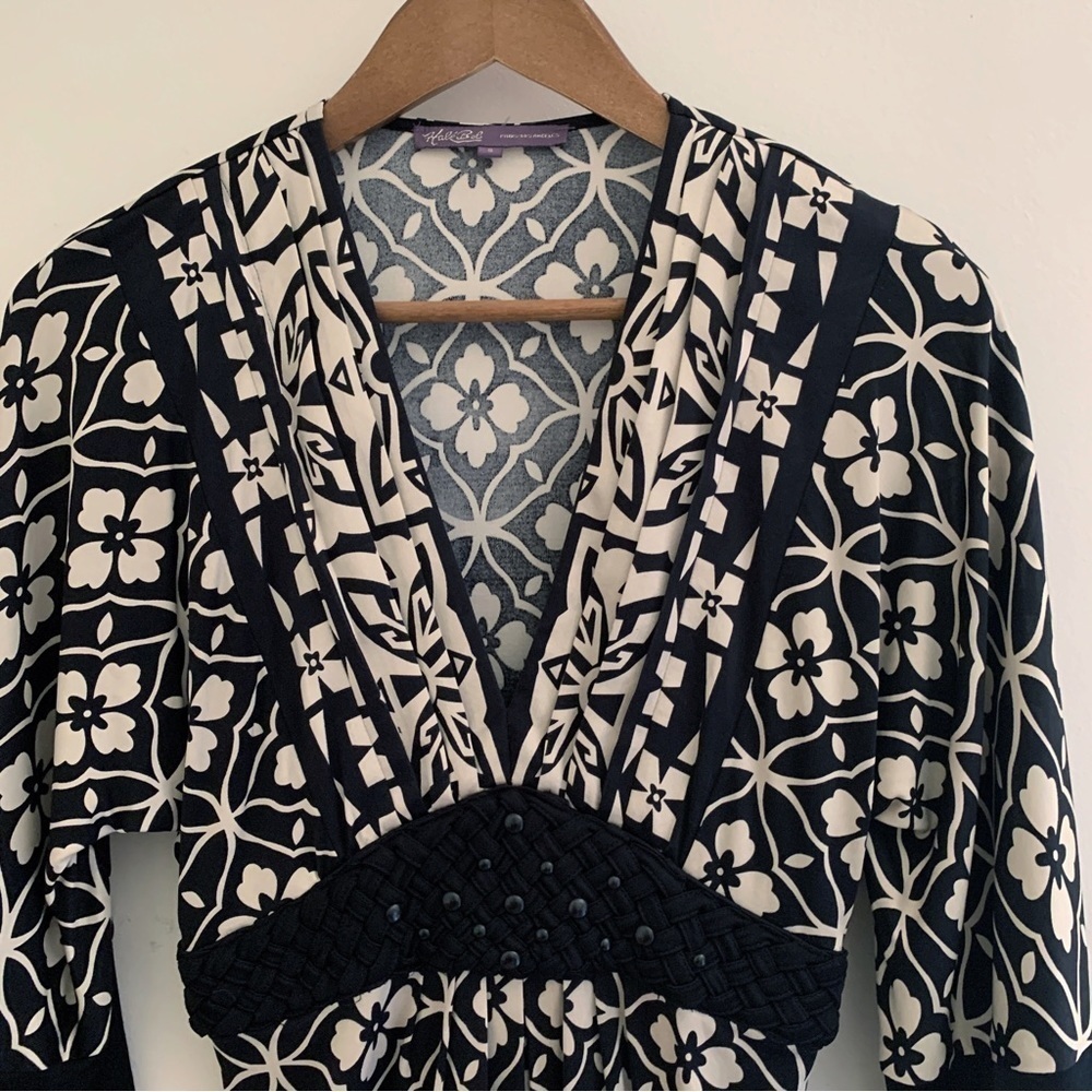 Hale Bob Deep V Neck Floral Silk Dress Small - Picture 2 of 8